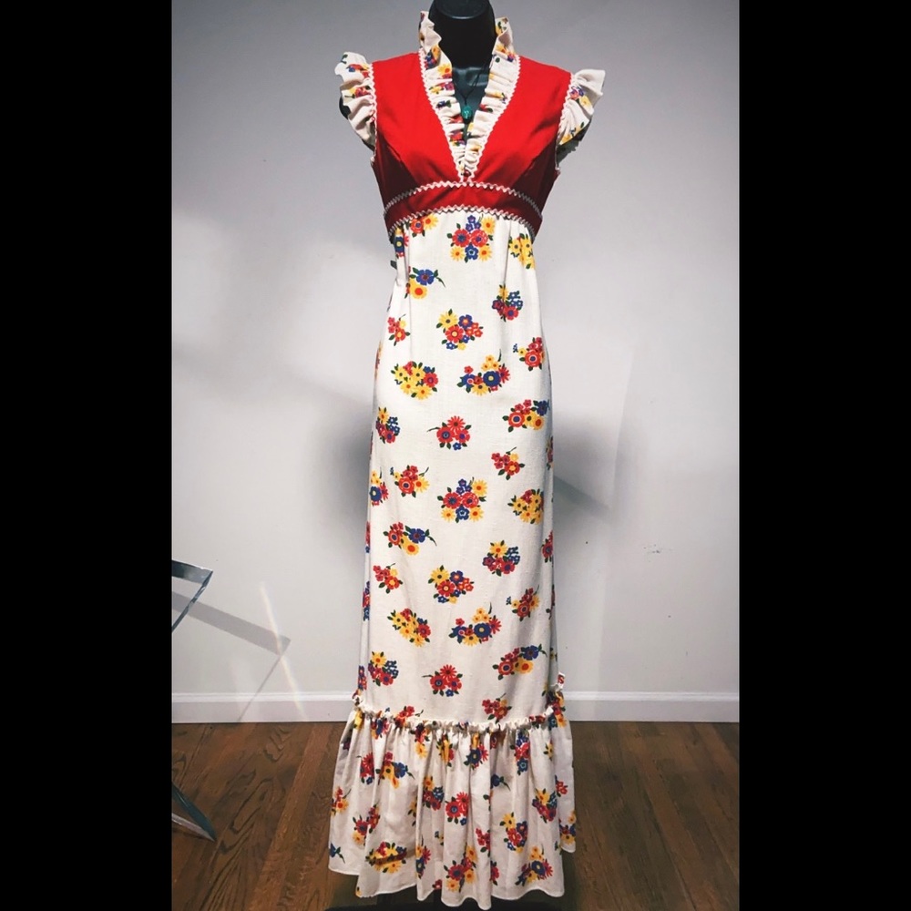 1950's Vintage Floral Maxi Dress by Emma Domb California